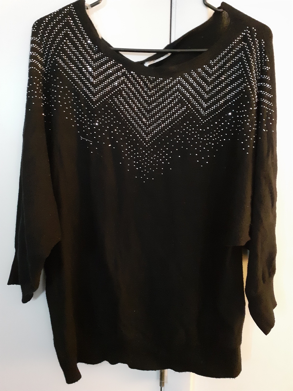 Black Embellished Women's Sweater Top